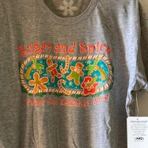 MELE KALIKIMAKA SUGAR AND SPICE T-SHIRT HAWAIIAN MERRY CHRISTMAS ALOHA YOUTH LG